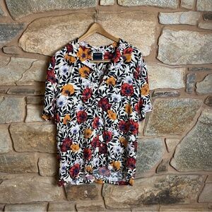 Men’s Zara Denim & Flower Multicolor Floral Button Down Shirt